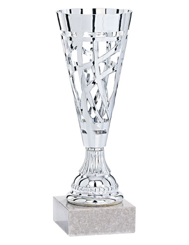 Copa Plateada  de Abs metalizado sobre base mármol 32-0762