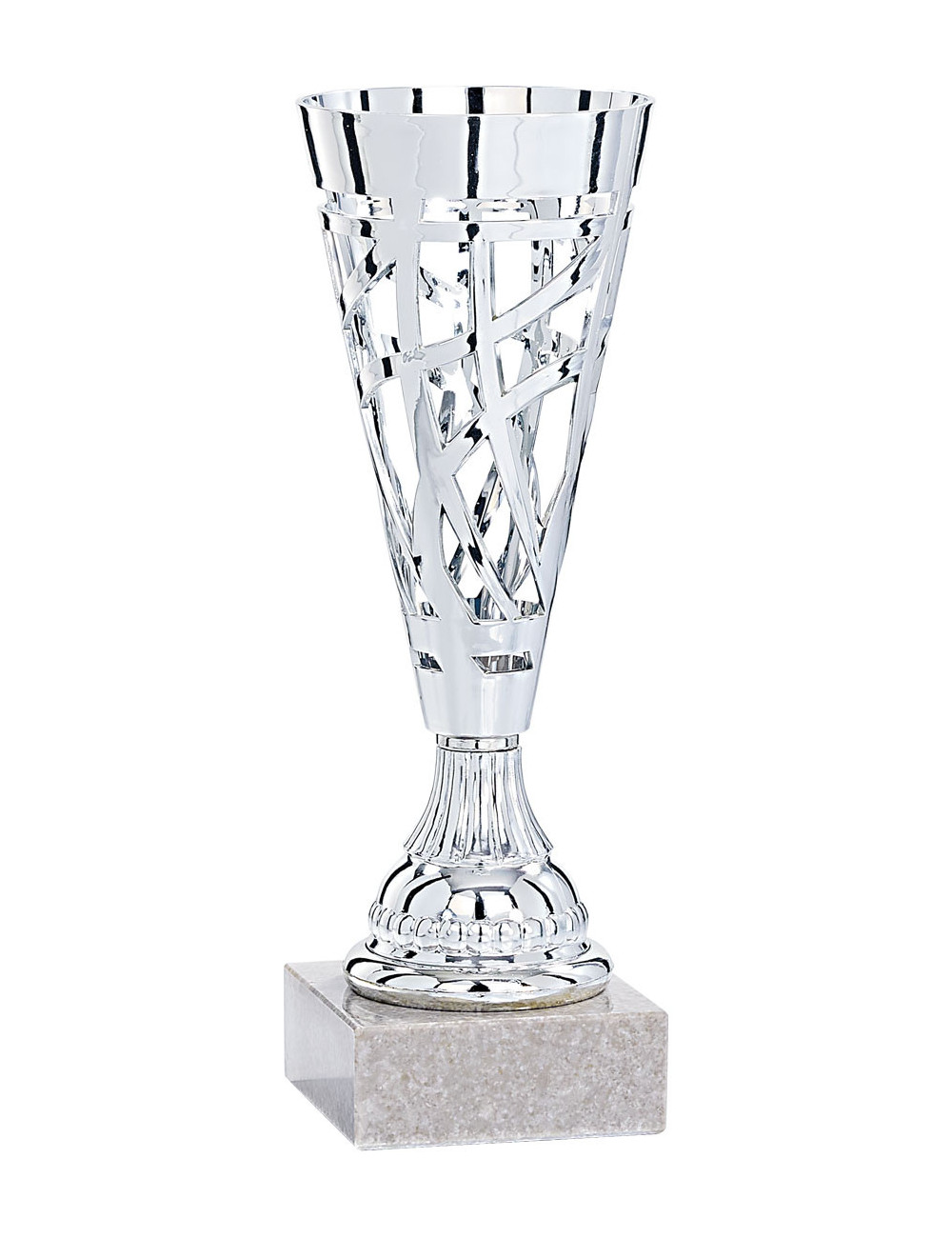 Copa Plateada  de Abs metalizado sobre base mármol 32-0762