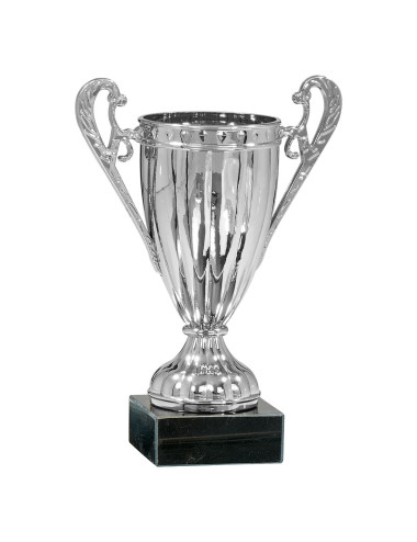 Copa Plateada  de Abs metalizado sobre base mármol 32-0793