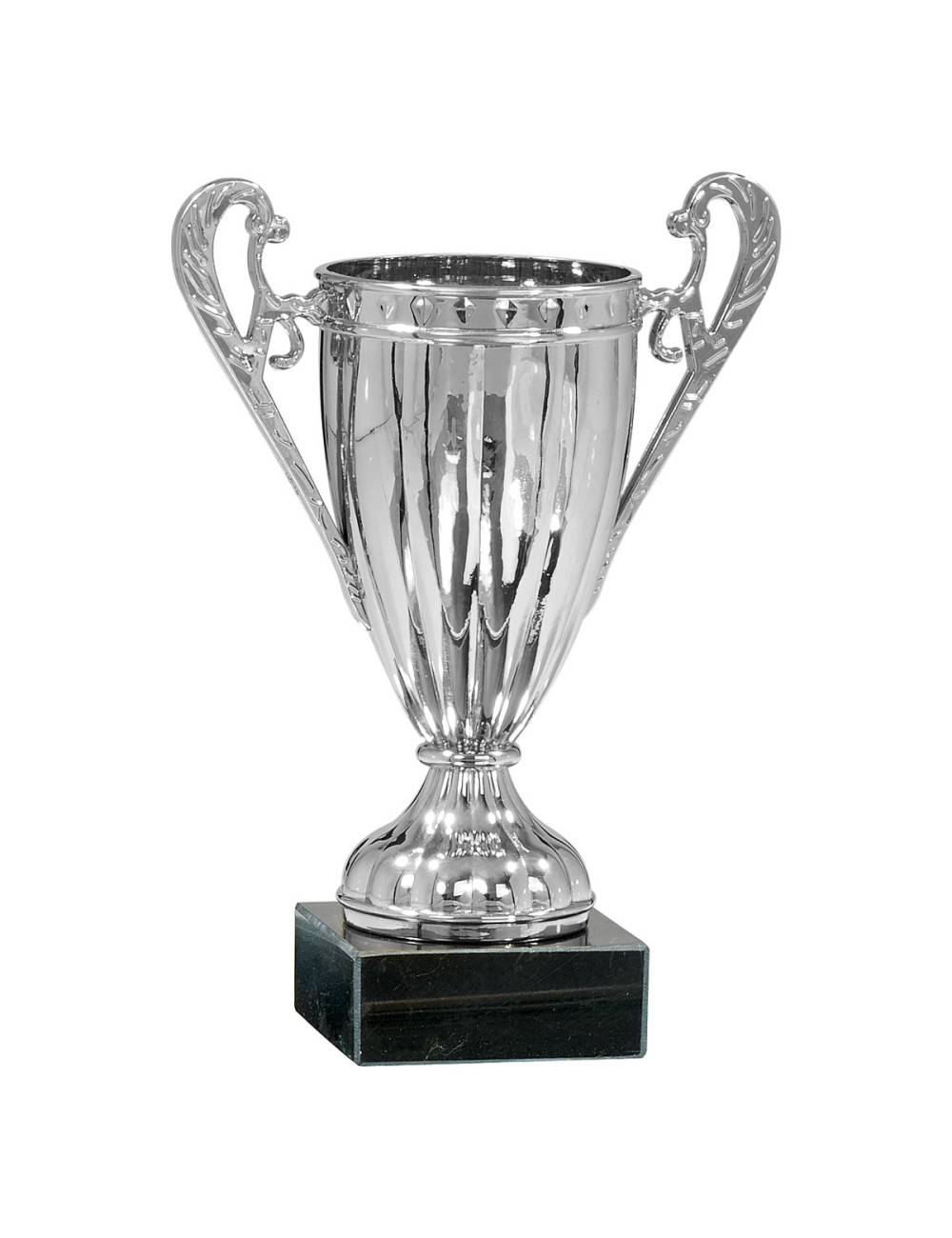 Copa Plateada  de Abs metalizado sobre base mármol 32-0793