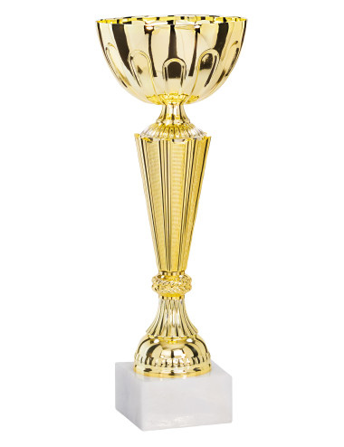 Copa dorada de abs metalizado sobre base de marmol 62-1851