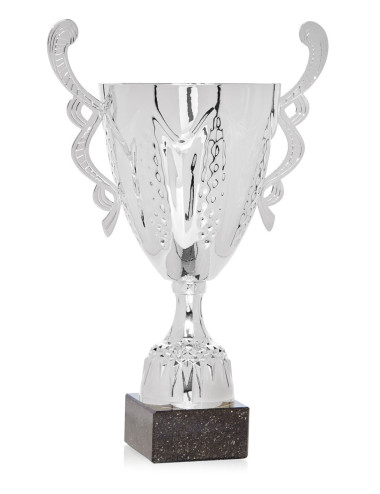 Copa Plateada de Abs metalizado sobre base mármol 33-6731