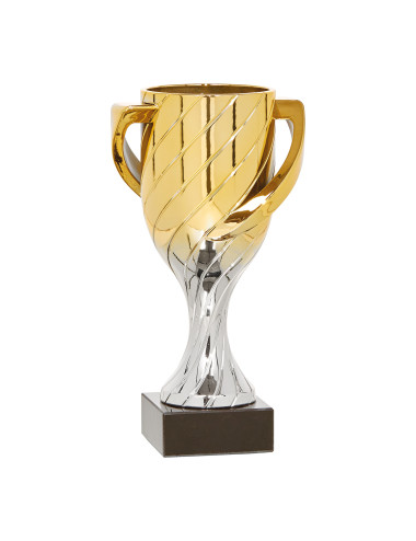 Copa Plateada y Dorada de Abs metalizado sobre base mármol 40-26671