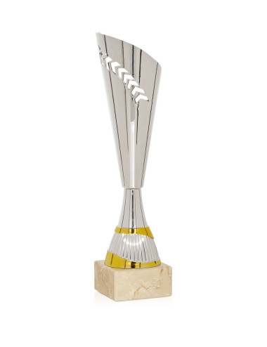 Copa Plateada de Abs metalizado sobre base mármol 45-6141