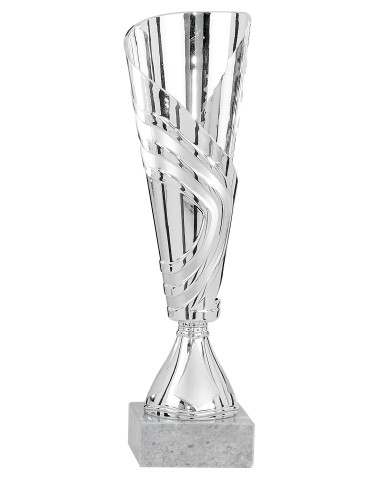 Copa Dorada, Plateada o Cobreada de Abs metalizado sobre base mármol 46-0851