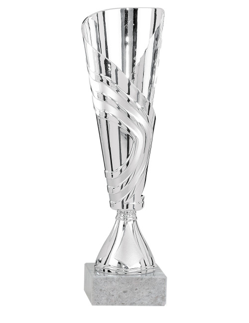 Copa Dorada, Plateada o Cobreada de Abs metalizado sobre base mármol 46-0851