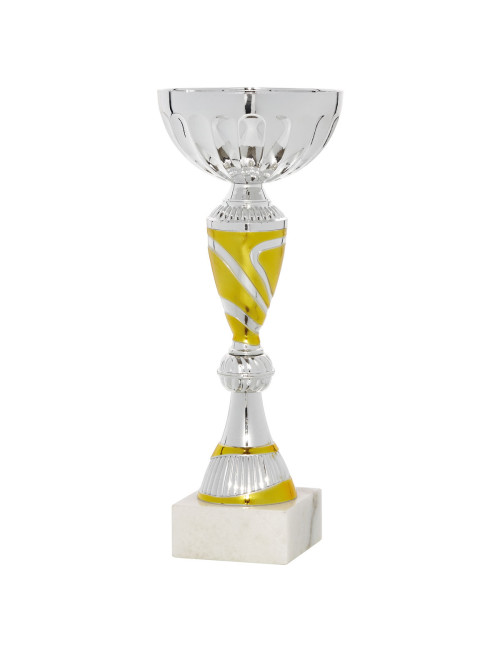 Copa plateada y dorada de abs metalizado sobre base de marmol 65-1891SG