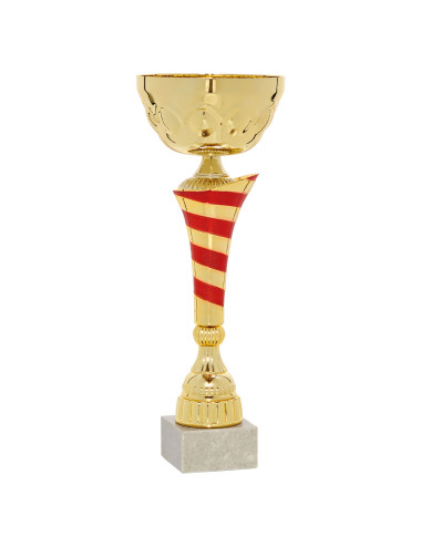 Copa dorada y roja de abs metalizado sobre base de marmol 65-2131GR