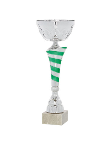 Copa plateada y verde de abs metalizado sobre base de marmol 65-2131SV