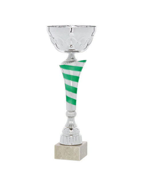 Copa plateada y verde de abs metalizado sobre base de marmol 65-2131SV