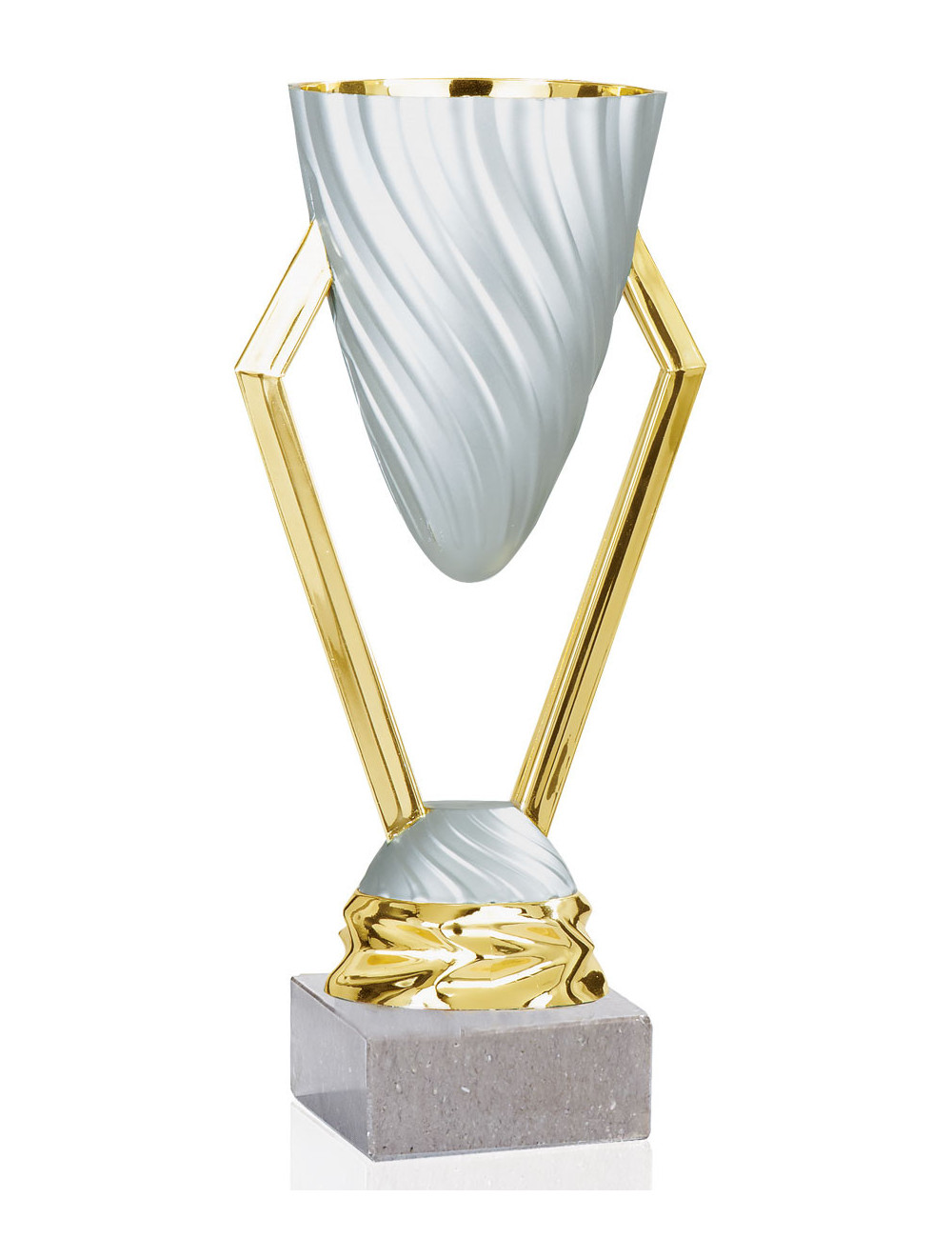 Copa Plateada y Dorada de Abs metalizado sobre base mármol 51-1131