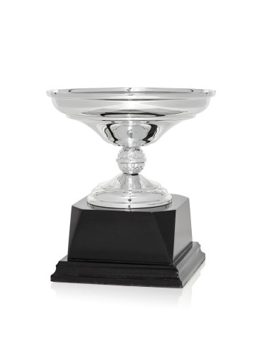 Copa Plateada de Abs metalizado sobre base madera 81-2671