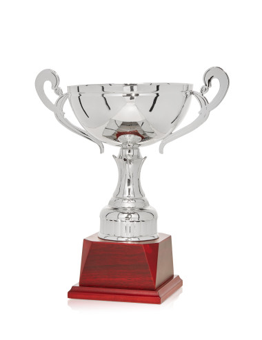 Copa Plateada de Abs metalizado sobre base madera 81-7401