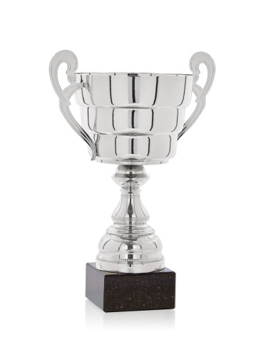 Copa Plateada de Abs metalizado sobre base mármol 85-6361