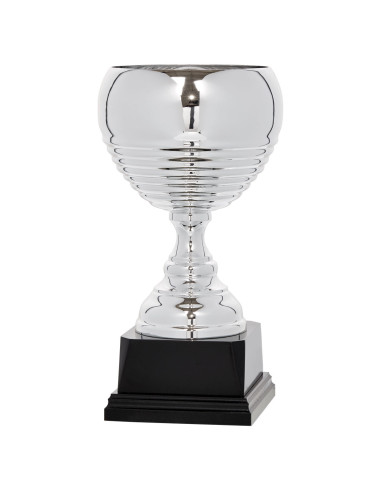 Copa plateada y dorada de Abs metalizado sobre base de madera 91-4741