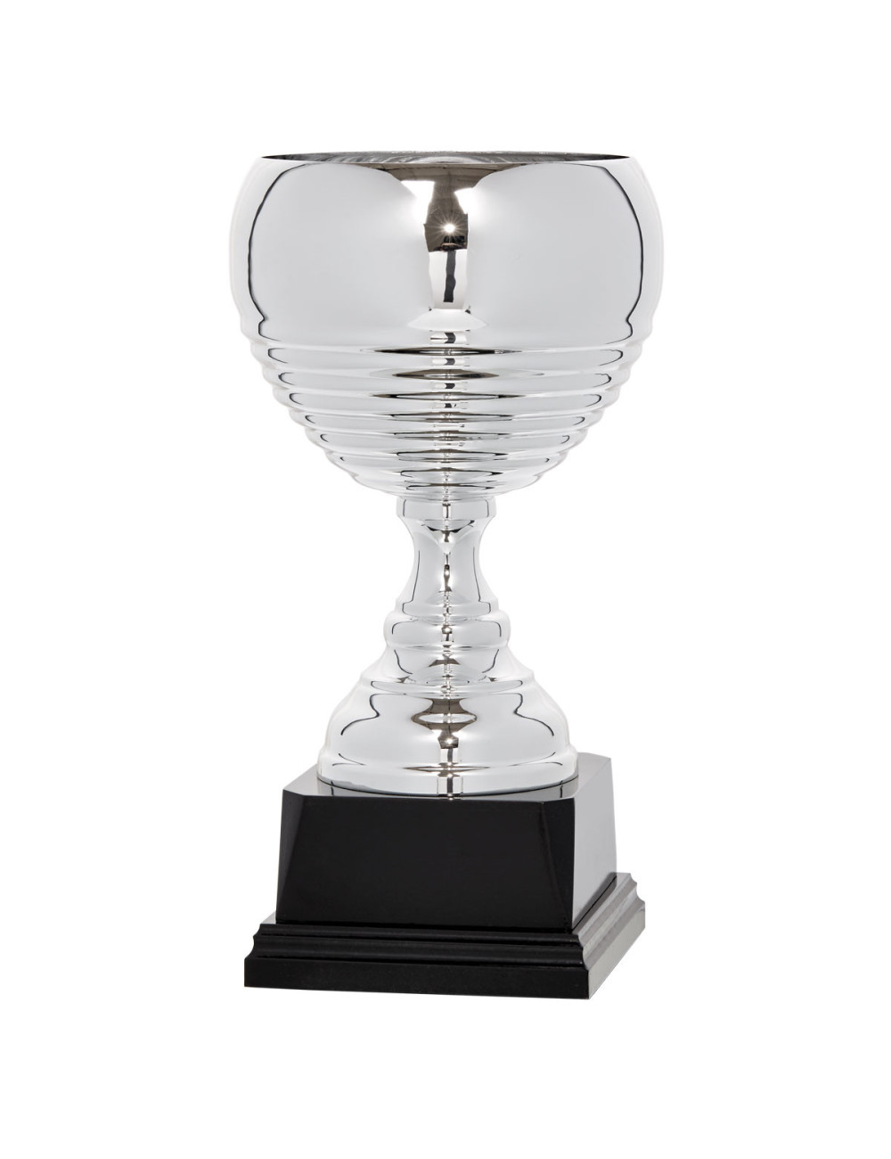 Copa plateada y dorada de Abs metalizado sobre base de madera 91-4741