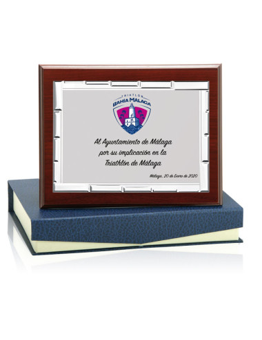 Placa de madera con placa de aluminio con estuche 131-5071E
