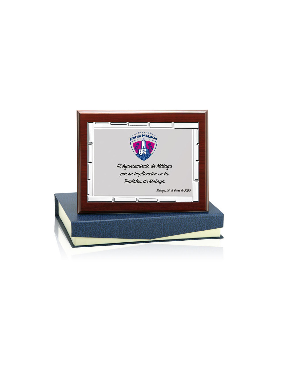 Placa de madera con placa de aluminio con estuche 131-5071E