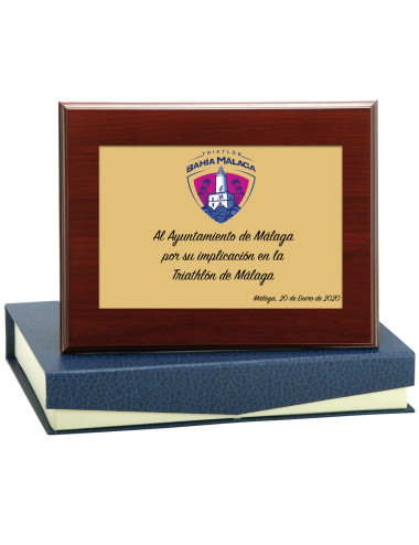 Placa de madera con placa de aluminio con estuche 131-5380G