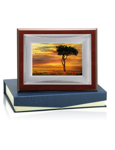 Placa de madera con placa de aluminio con estuche 132-5111E