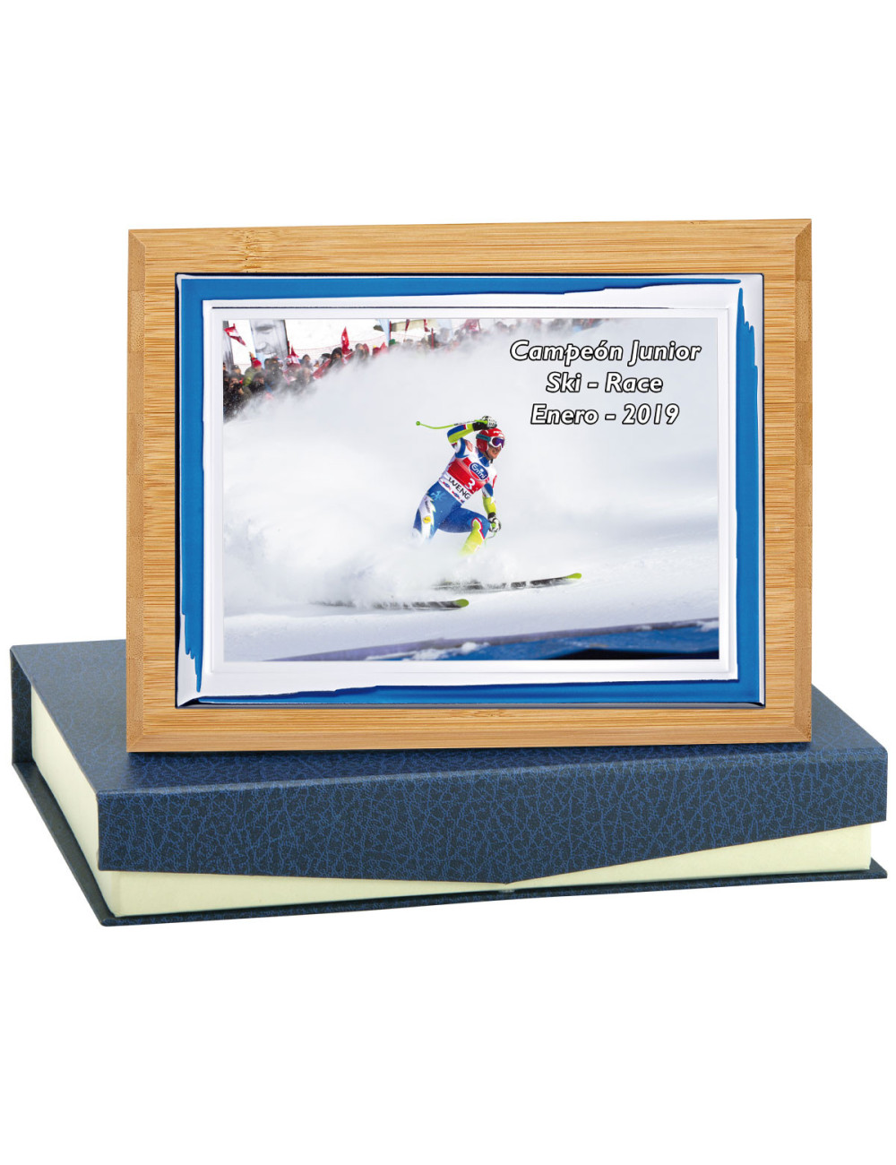 Placa de madera con placa de aluminio con estuche 136-5231E