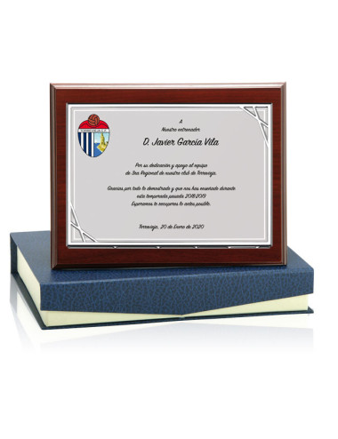 Placa de madera con placa de aluminio con estuche 137-5221E