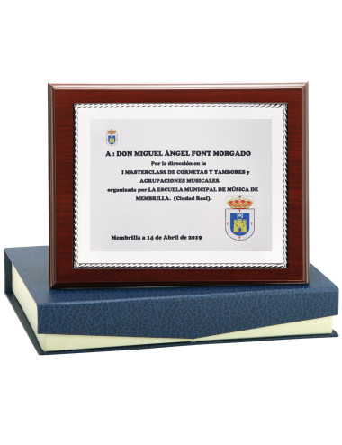 Placa de madera con placa de aluminio con estuche 138-5261E