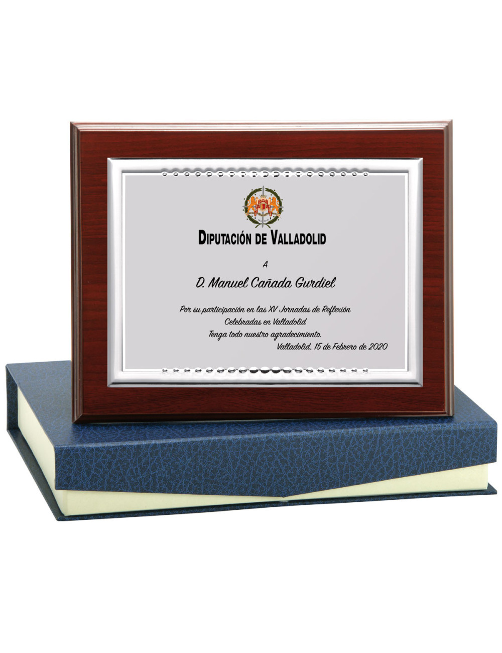 Placa de madera con placa de aluminio con estuche 139-5271E