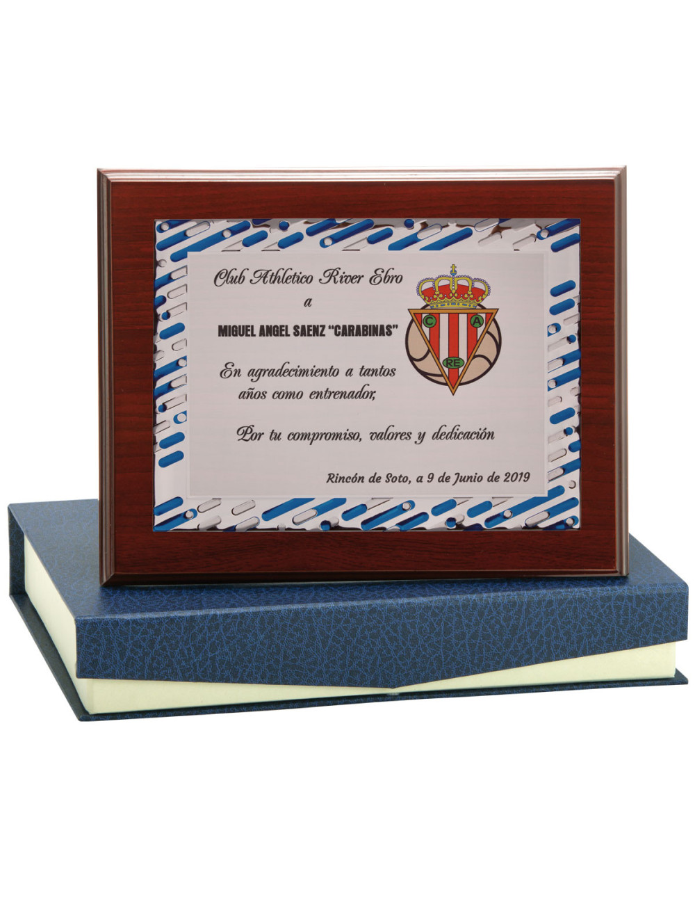 Placa de madera con placa de aluminio con estuche 139-5281E