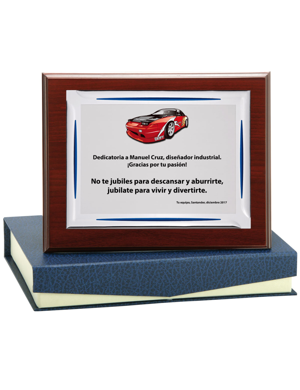 Placa de madera con placa de aluminio con estuche 140-5291E