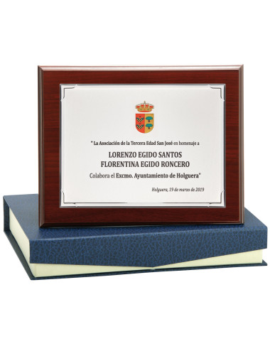 Placa de madera con placa de aluminio con estuche 140-5301E