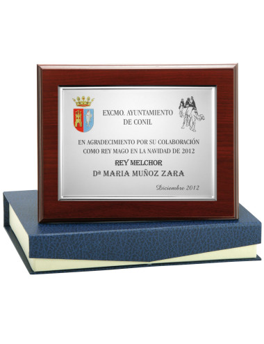 Placa de madera con placa de aluminio con estuche 141-5321E