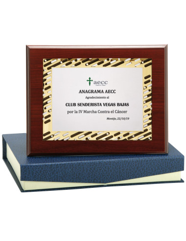 Placa de madera con placa de aluminio con estuche 142-5341E