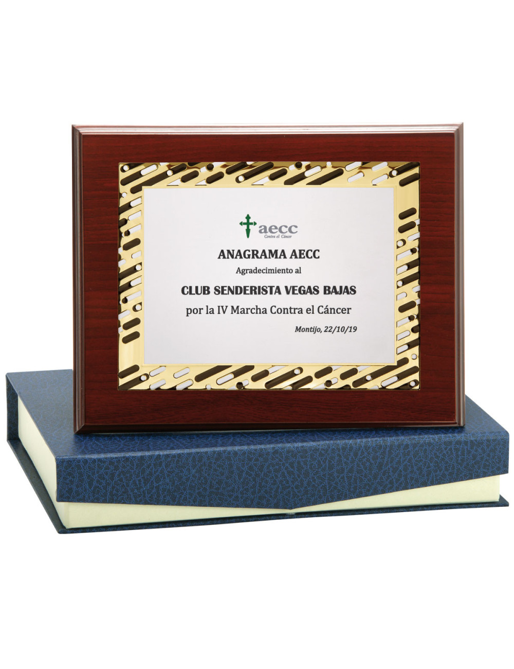 Placa de madera con placa de aluminio con estuche 142-5341E