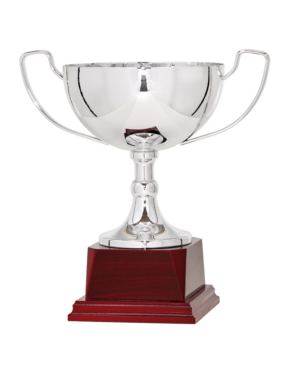 Copa plateada de metal sobre base de madera 92-3431