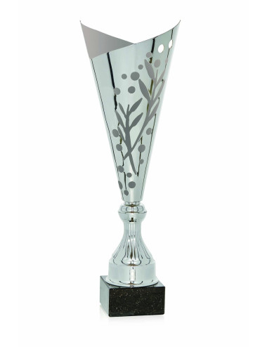 Copa de abs metalizado plateada con base de mármol 96-7861