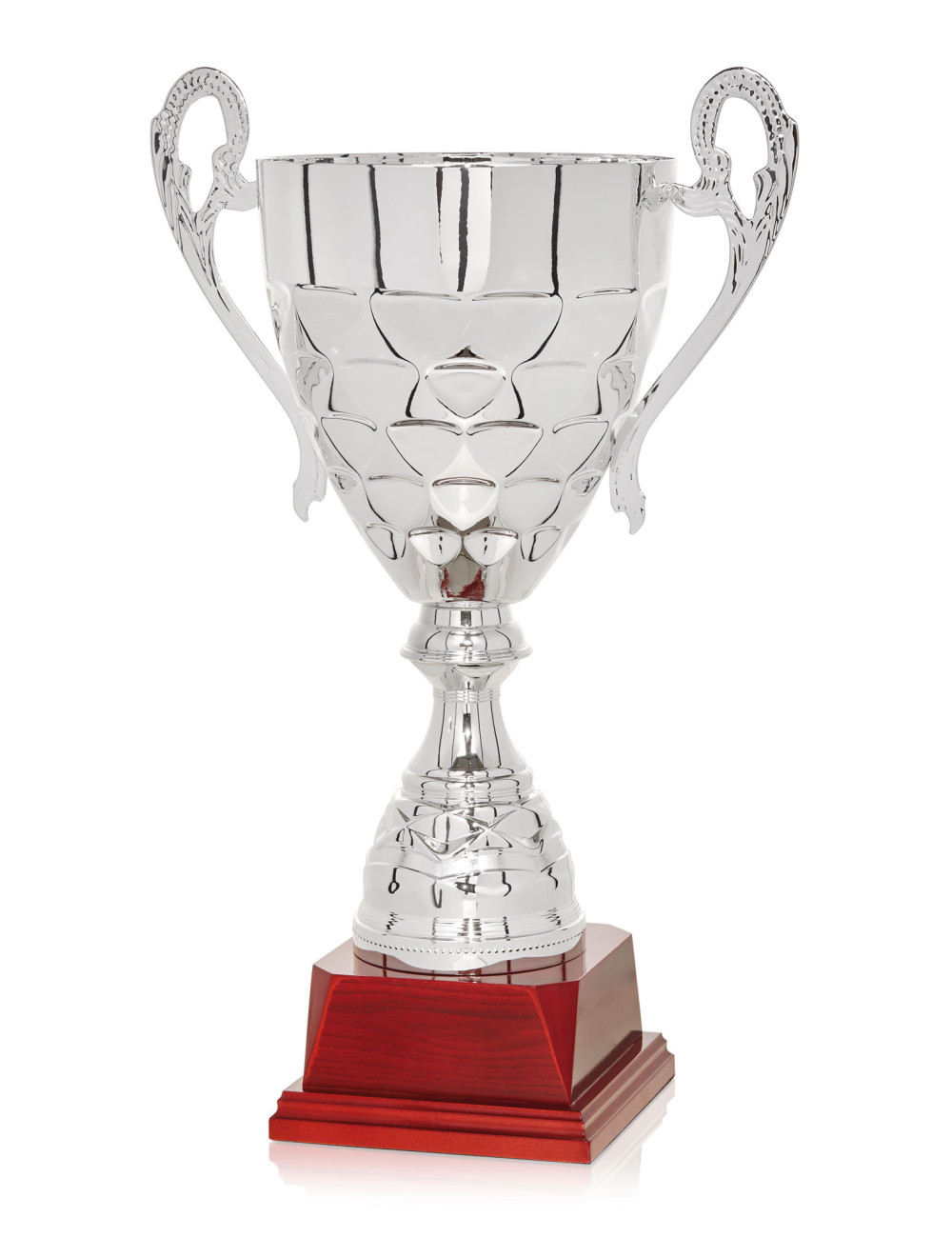 Copa de abs metalizado color plata con base de madera 105-7391