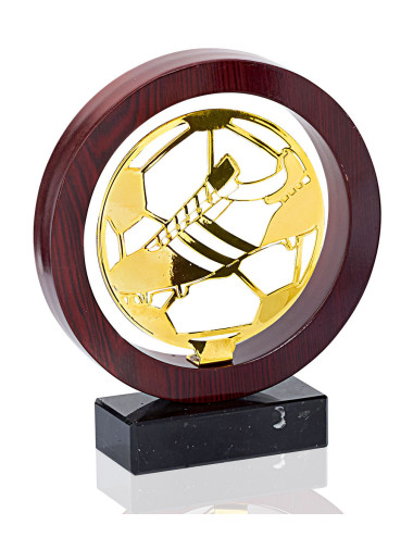 Trofeo de metal y madera sobre base de mármol de Fútbol JX03