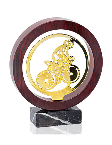 Trofeo de metal y madera sobre base de mármol de Ciclismo JX06