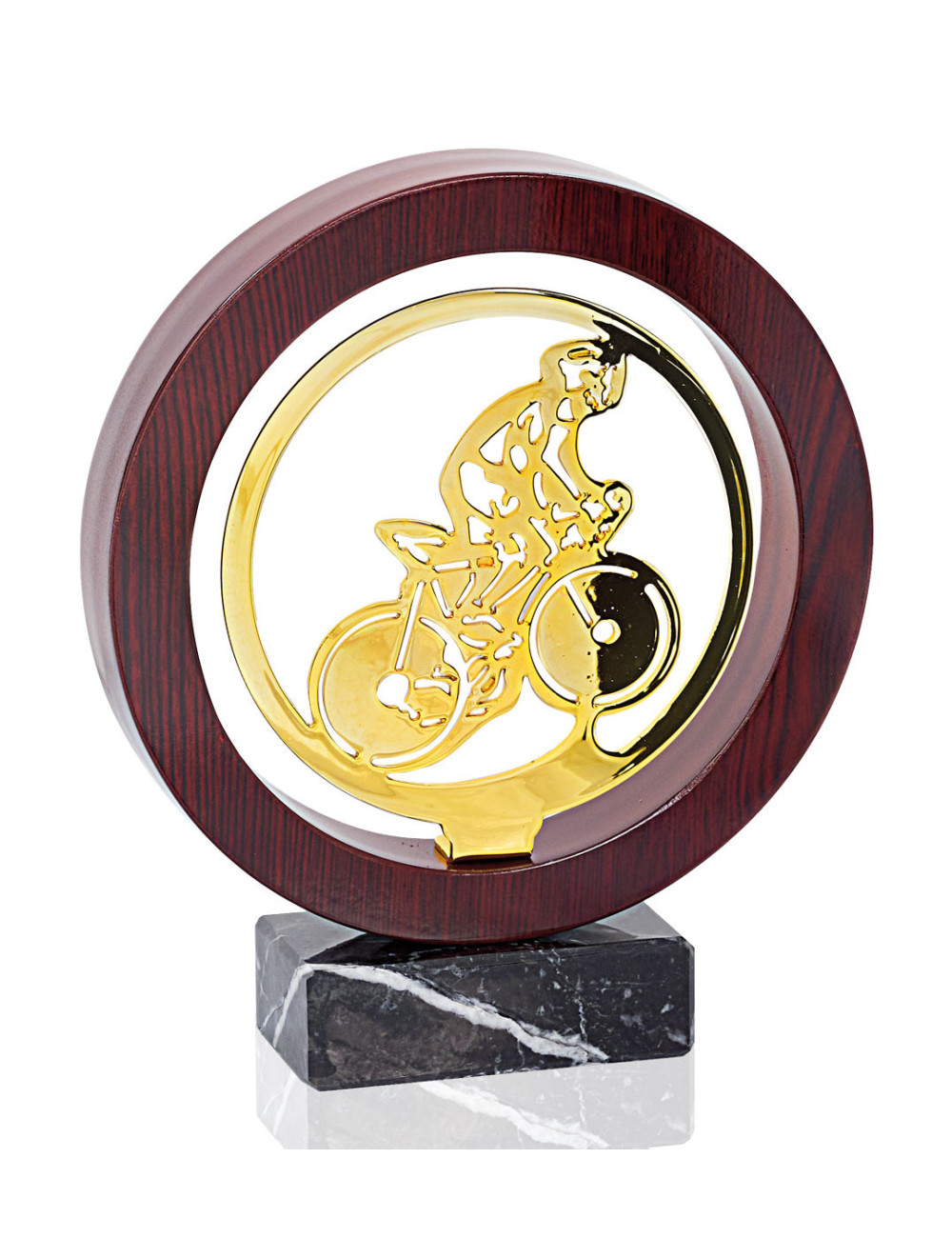 Trofeo de metal y madera sobre base de mármol de Ciclismo JX06